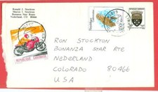 Gabon Topic MOTORCYCLE + Bird OWL used on cover to USA