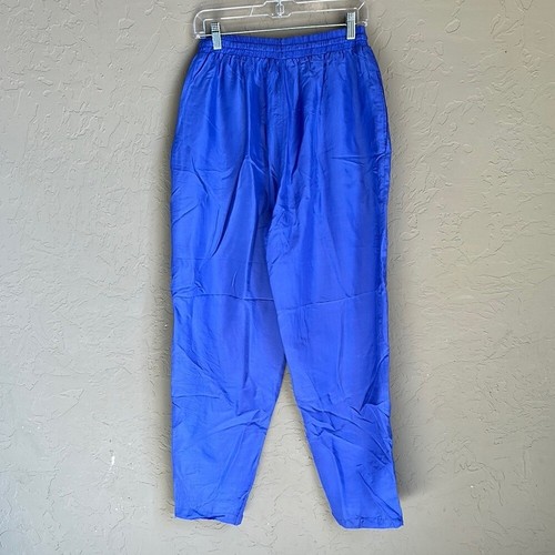 Silk Men's vintage Blue Pants with pockets size medium elastic waist - Picture 6 of 7