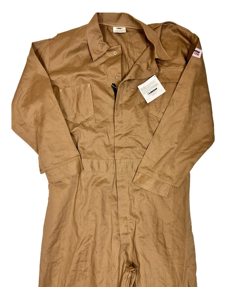 NWT Lake Land FR Coverall Beige Work Construction Welding Mechanic 56X30 - Image 3 of 4