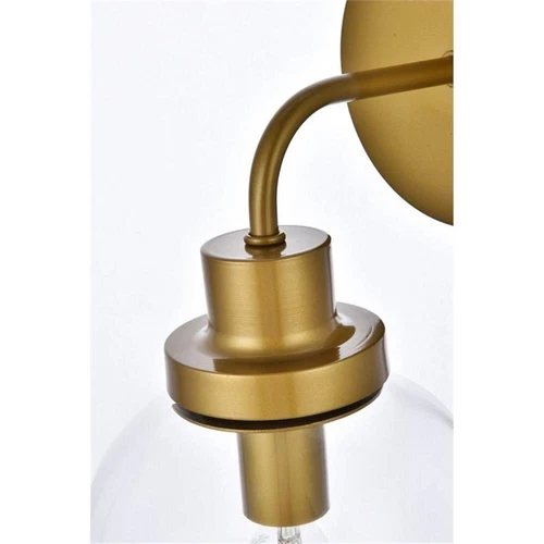 Living District Hanson 1-Light Metal Bath Sconce in Brass and Clear - Picture 5 of 7