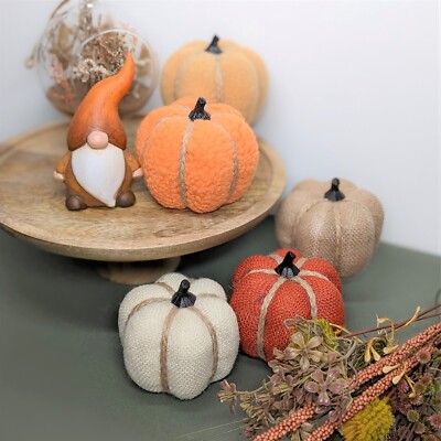 10 cm Herbst Ernte Halloween Deko Kürbis rustikal Jute Stoff Stiele Ornament