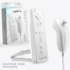 XYAB - White Wireless Motion Plus Wiimote and Nunchuk Controller For Wii w/ Case