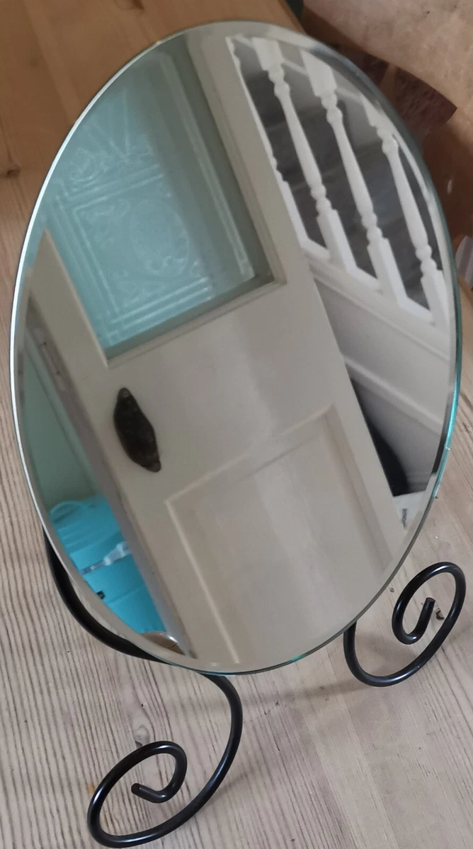 1999 Ikea Myken Oval Vanity Tabletop Mirror Adjustable Black Scroll
