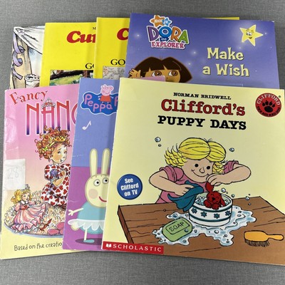 Dora Explorer ~ Fancy Nancy ~ Peppa Pig ~ Clifford ~ Curious George 7 Book Lot