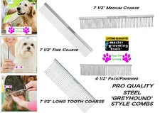 Master Grooming Tools PRO All Breed 4 pc GREYHOUND COMB SET KIT Steel HAIR Pet
