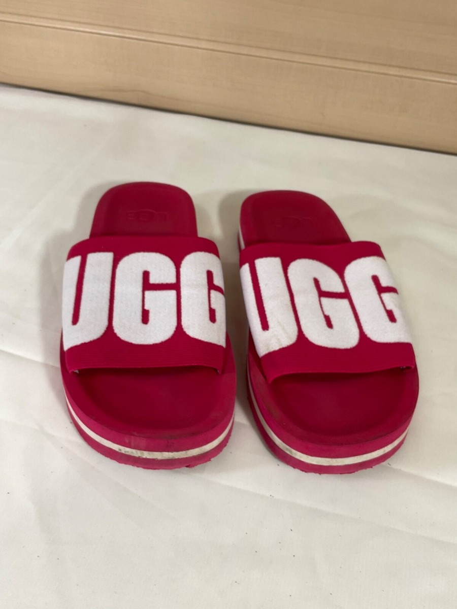 UGG Zuma Logo Slides Pink White UK UK