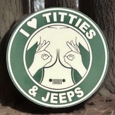 I Love Titties And 4x4s Sticker Heart 3  Round Funny Muddin Truck