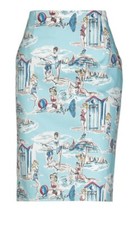Blugirl Blumarine Pencil Skirt Bodycon Size 8 Beach Print