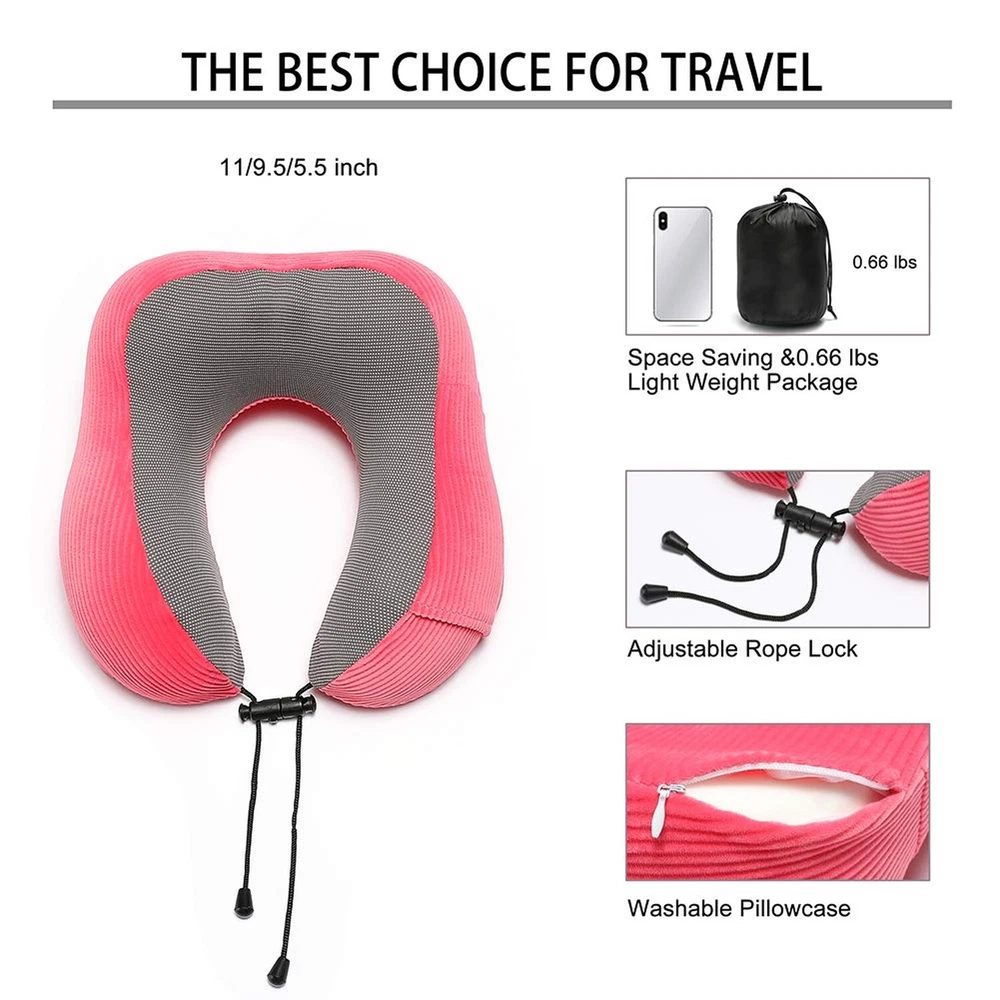 Travel Pillow, Memory Foam Neck Pillow with 360-Degree Head Support Comfortab...