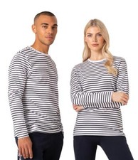 Breton Striped Long Sleeve Crew Neck T Shirt Casual Cotton Tops Men Women