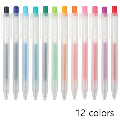 MUJI Smooth writing Clip Gel Ink ballpoint pen 12 color Retractable  japan