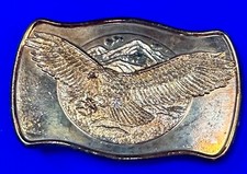 Patriotic Majestic American Eagle Flying Over Usa Mountains Vintage Belt Buckle