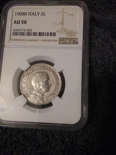 1908 ITALY 2 Lire NGC AU 50