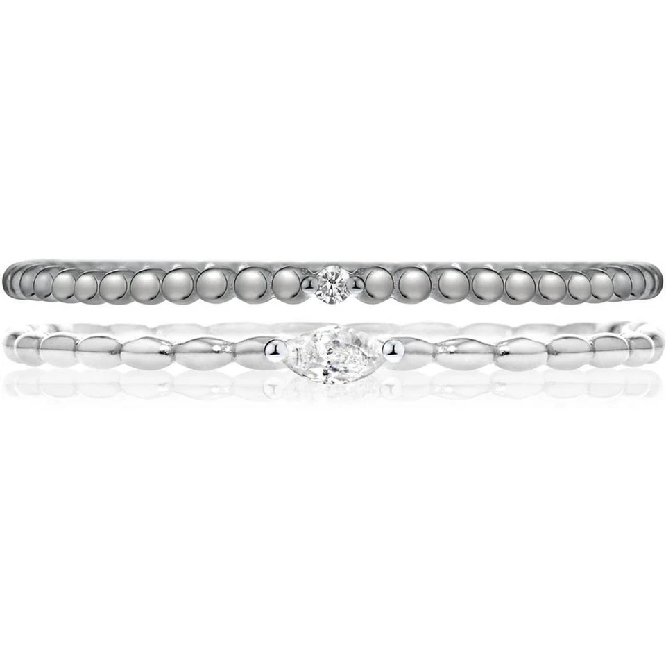 Doppio Anello MORELLATO 1930 Argento 925% Nero Pietra Bianca 3 Misure 12 14 16 - Immagine 2 di 4