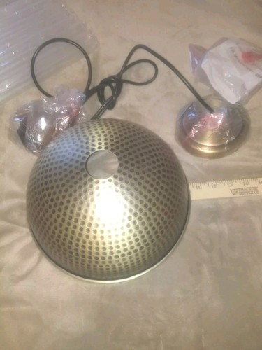 NIB Industrial Barn Metal Pendant Lighting Gold Ceiling Hanging Fixture 10"