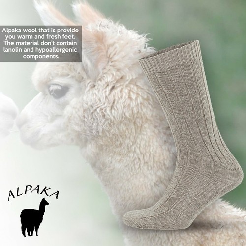 Calze di lana di alpaca 2 paia calze invernali termali naturali uomo donna grigio marrone - Foto 9 di 29