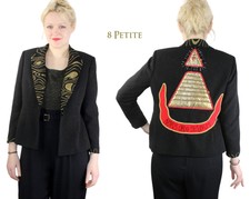 Desperately Seeking 80s Pyramid Style Size 8 Petite Black Glitter Blazer