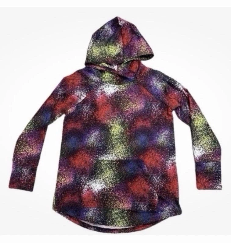 NWT LuLaRoe Amber Paint Splatter LS Hoodie W/ Kangaroo Pocket Size M (8-12)