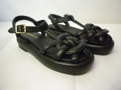 Coach Penney Black Leather Fisherman Platform Sandal Leather Uk 7 Gladiator £225 - Image 1 of 4