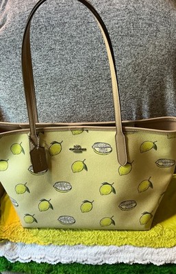 Coach City 33 Lemons Garden Glade Print Coated Canvas Snap Tote & Shopper