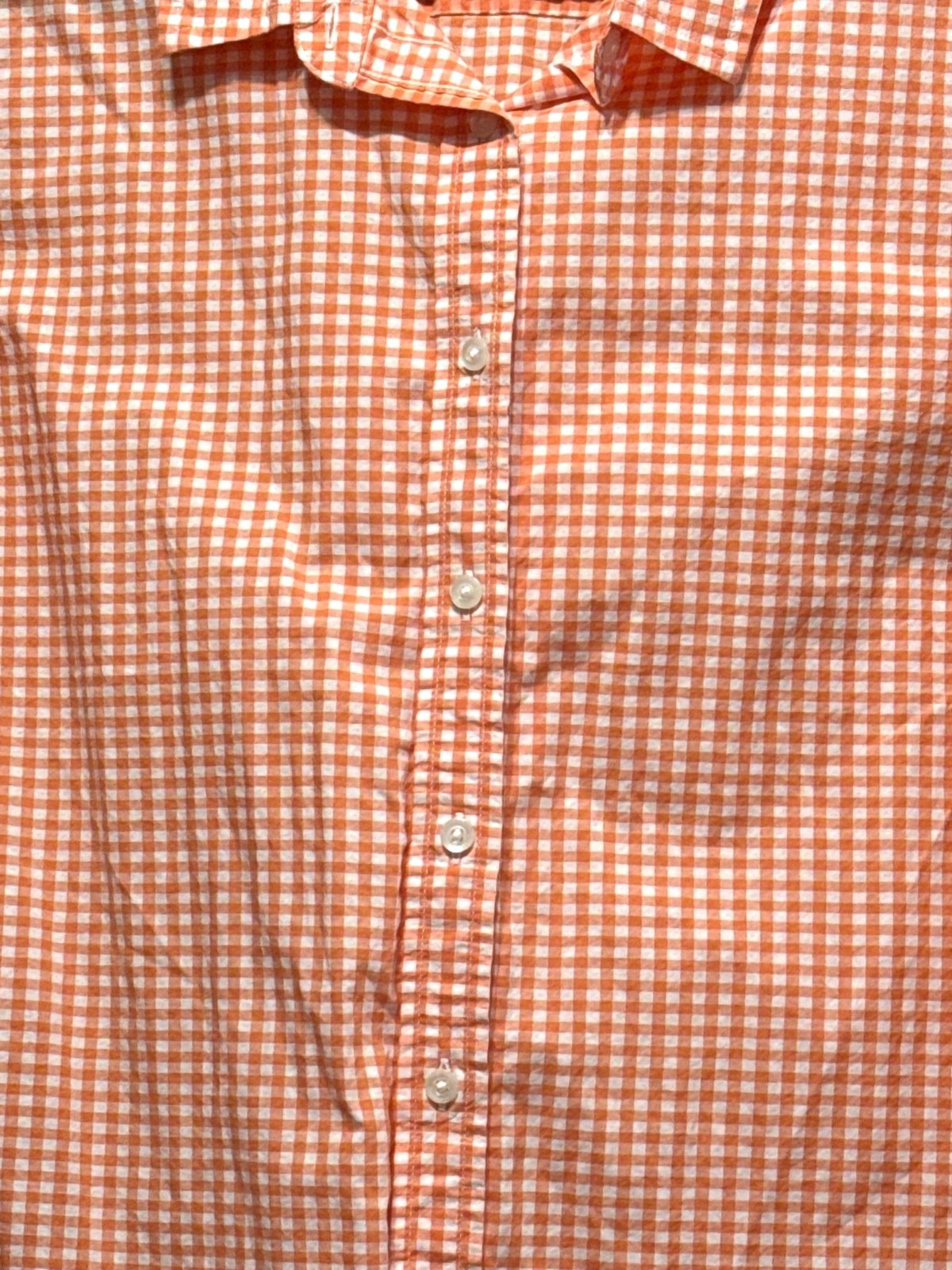 Pendleton Orange & White Gingham Long-Sleeve Butt… - image 2