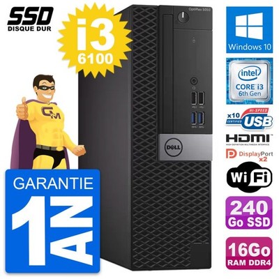 PC Dell OptiPlex 5050 SFF Intel I3-6100 RAM 16GB SSD 240GB HDMI Windows 10 Wifi