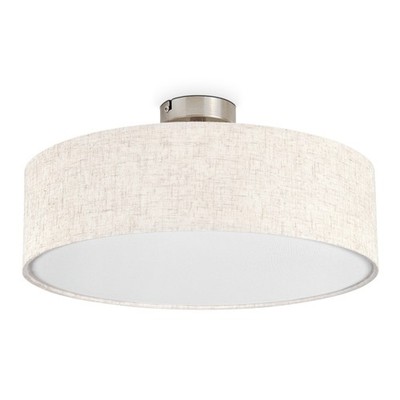 HOFSTEIN Mels Deckenlampe aus Metall/Kunstleinen/Kunststoff in Nickel-matt/Natur