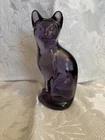 Vintage Fenton Amethyst Glass 5-1/8" Cat Sitting Figurine