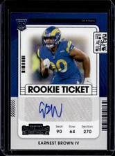 2021 Panini Contenders Earnest Brown IV Auto Rookie Ticket #291 Rams Rookie