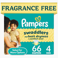 Pampers Swaddlers Size 4 Fragrance Free Disposable Diapers, 66 Count