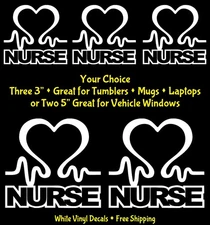 Nurse Heart Love White Vinyl Decals Car Windows Laptop Tumbler Tablet Mugs