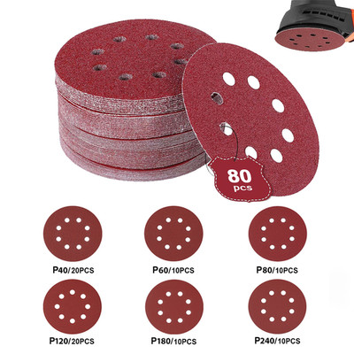 80 Stk Klett-Schleifscheiben Mix Ø 125mm Einhell Bosch Akku-Exzenterschleifer
