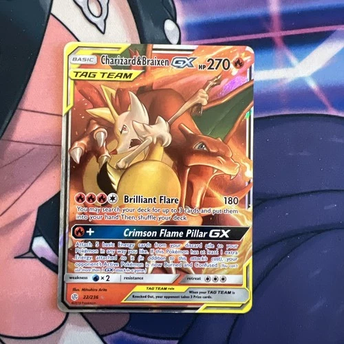 Pokémon TCG Charizard & Braixen GX Holo Ultra Rare Full Art 22/236