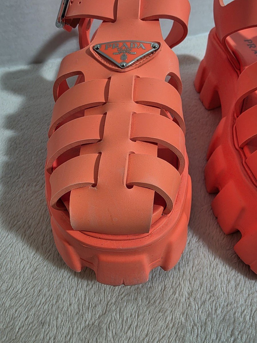 PRADA Rubber Monolith Sandals Orange With Box Size US 6 EU 36 | eBay
