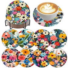 8 Pack Diamond Art Coasters,Wildflowers Diamond Painting Coasters Kits