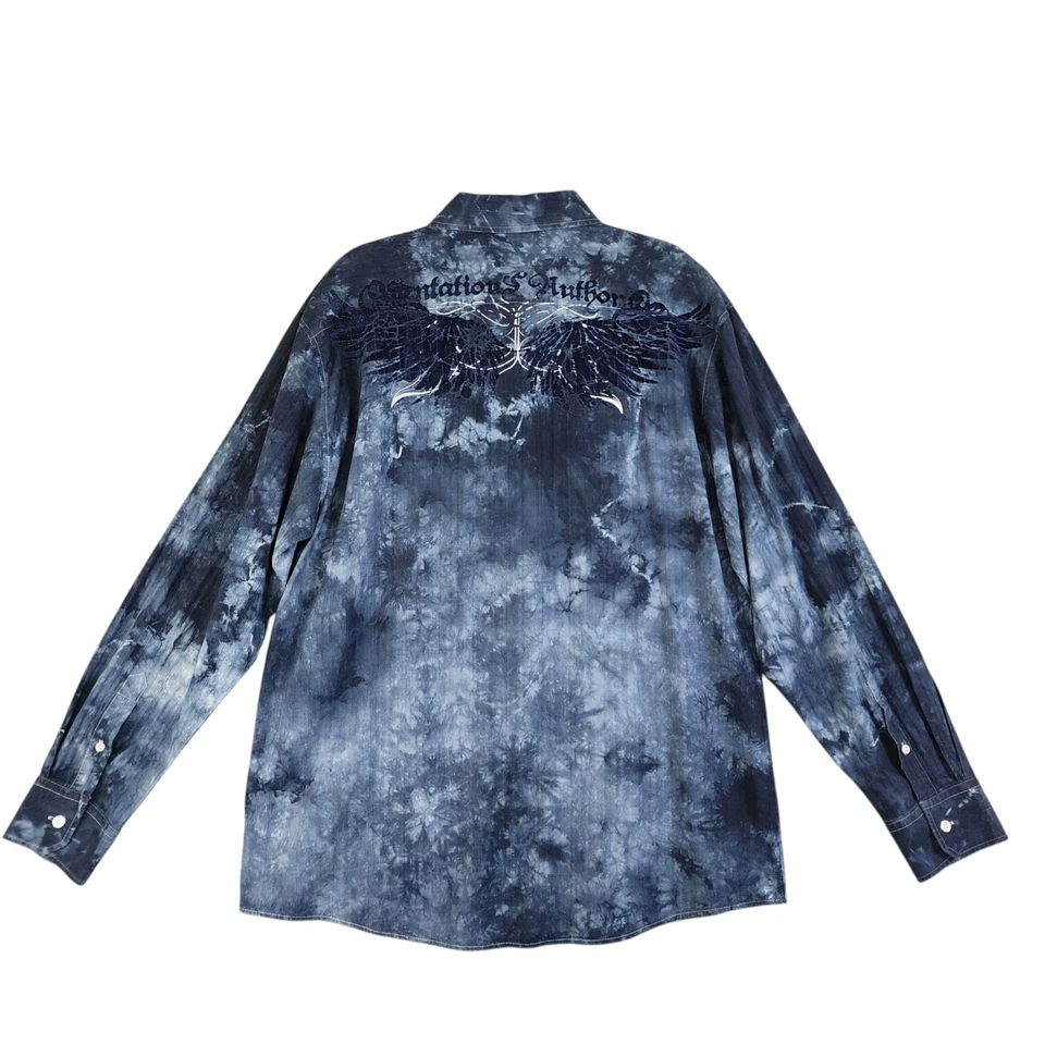 Eighty Eight Mens Vintage Y2K Tie Dye Button Down Shirt Size XL Affliction Style - Image 4 of 4