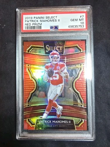 Patrick Mahomes 2019 Panini Select Football Red Prizm /99 #7 PSA 10