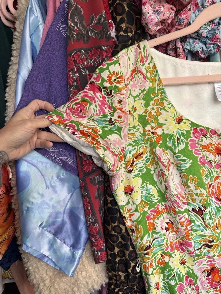 Vibrant Floral Coldwater Creek Fully Lined Linen Dress- Size 10 - Image 3 of 4