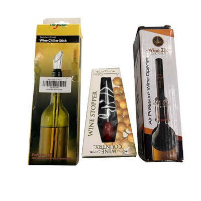 #ad #ad Wine Accessory Gift Set Stainless Steel Chiller Air Pressure Opener Stopper $15.99