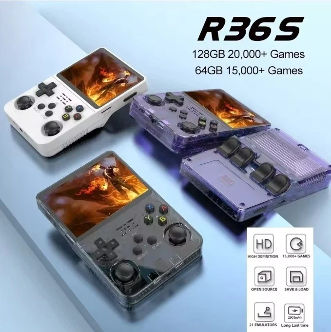 R36S Console Retro Game Gaming Linux System Handheld 64GB 128GB New Nuova - Immagine 2 di 4