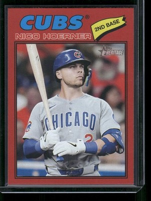 2026 Topps Heritage #28 Nico Hoerner Red