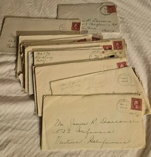  Collection of Handwritten Letters 1920s La Barr Hotel Ventura 