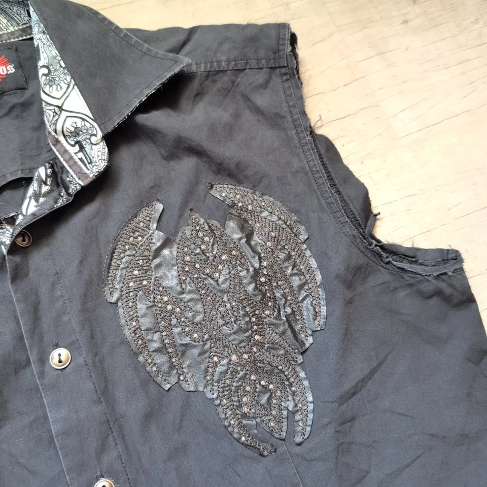 Chaleco House Of Lords Para Hombre M Negro Y2K Grunge Bordado Tachonado Gótico Abotonado Foto 3 de 4