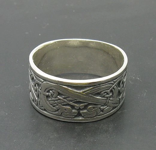 Echt stilvoller Sterling Silber Ring massiv 925 Band Drache Biker Handarbeit