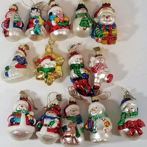 Thomas Pacconi Lot of 14 Snowman Christmas Blown Glass Ornaments - Picture 1 of 8