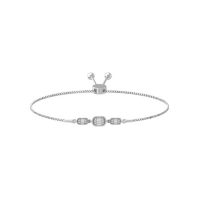 Natürlicher Diamant Sterlingsilber Bolo Armband 9'' Geschenk zum Muttertag