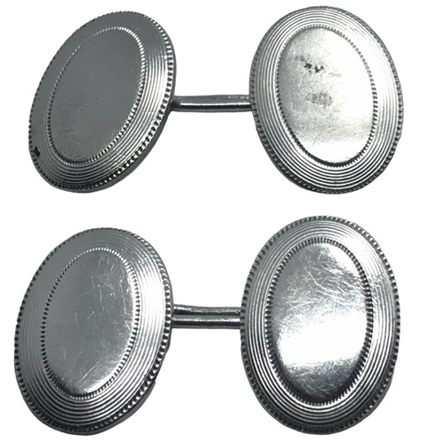 Antique Victorian Cufflinks Sterling Silver ERS Hallmarked Plain Oval