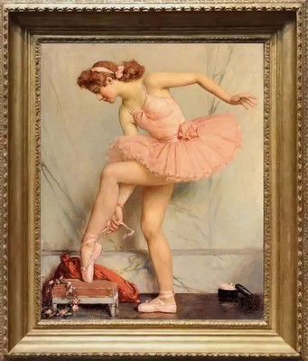 Handmade Old Master-Art Antique Oil Painting Ballet girl on canvas 24''x30''