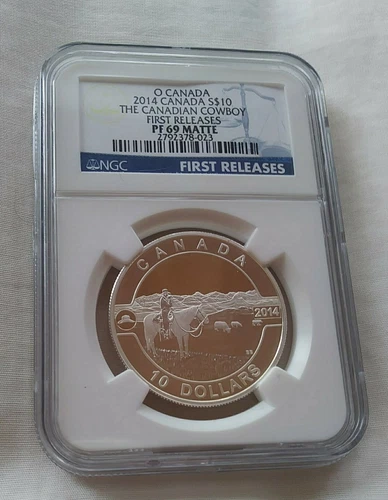 2014 CANADA NGC PF 69 MATTE O CANADA THE CANADIAN COWBOY $10 1/2 Oz .9999 Silver