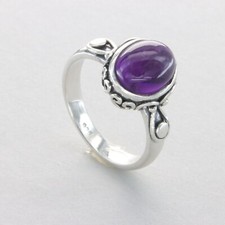 Natural and Oval AMETHYST Ring - Multiple Sizes - 925 STERLING SILVER 17e
